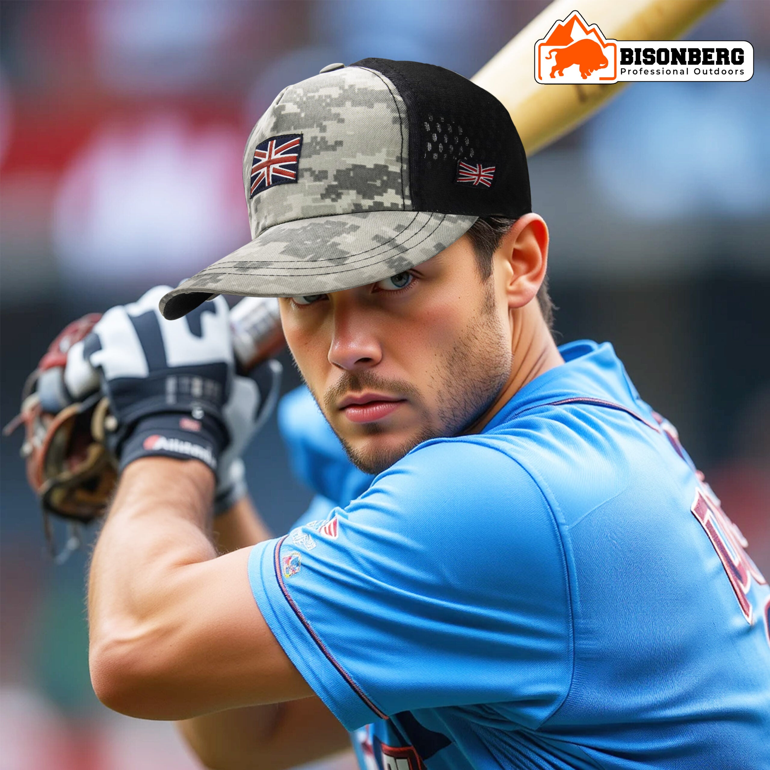 Bisonberg Digital Camo Union Jack Trucker Cap Military-Inspired Style with Patriotic Edge image 5