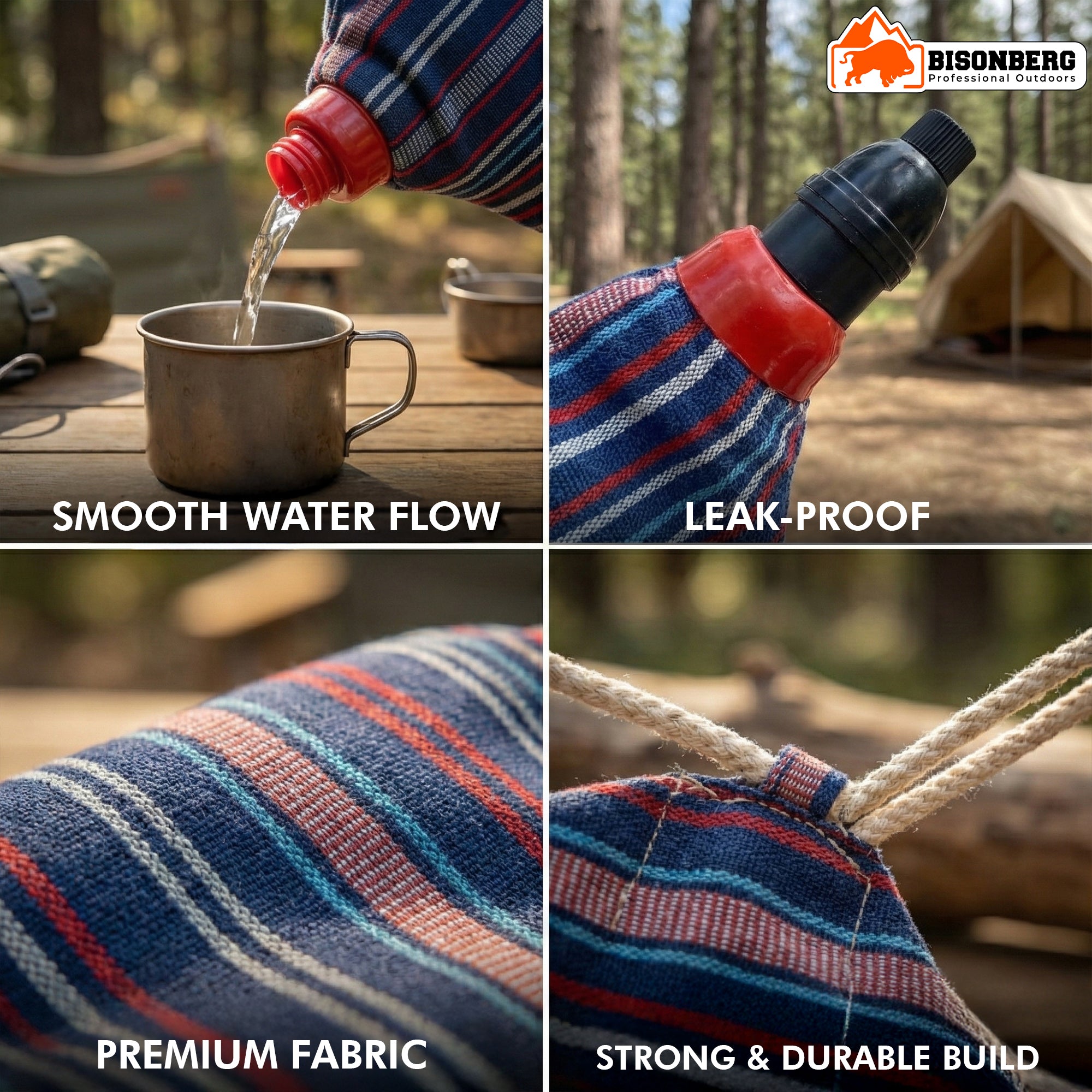 Traditional Canvas Water Bottle – Portable Outdoor Camping Canteen image 3