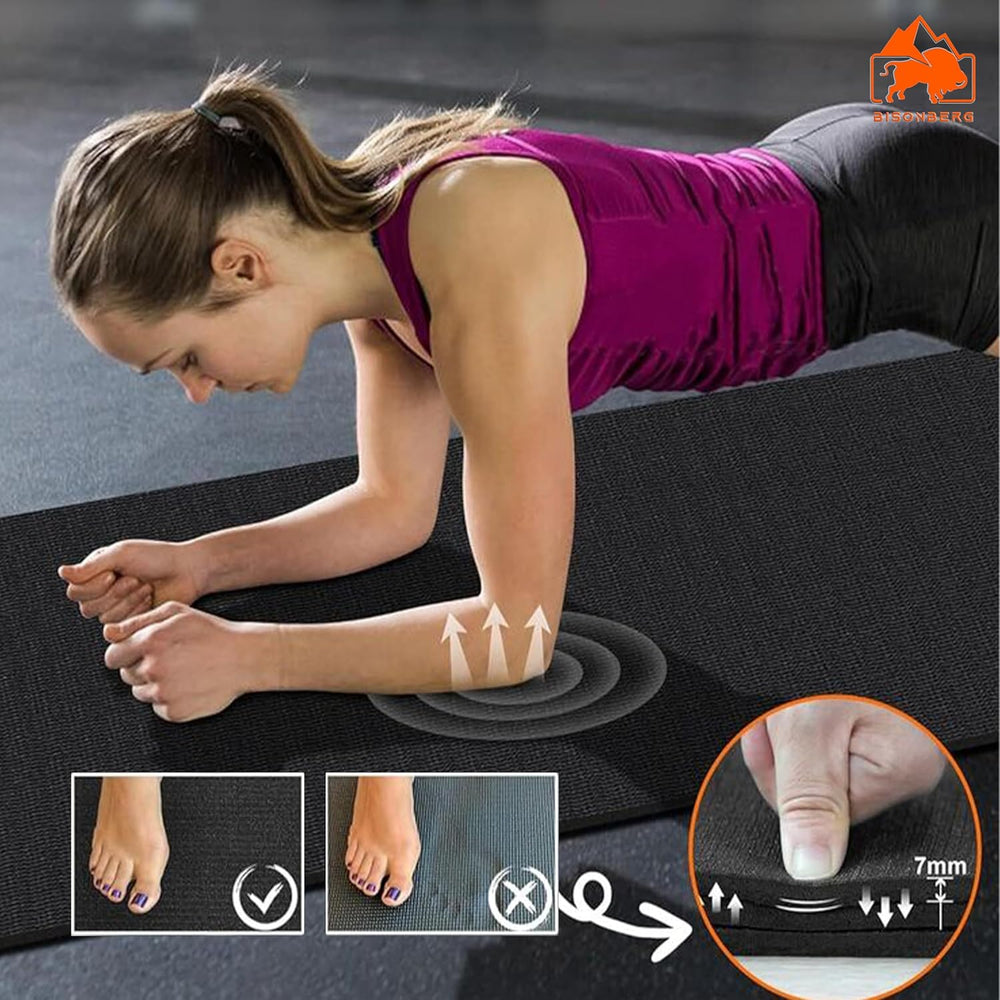 BISONBERG Yoga Mats For Women yoga mat for men Exercise mat for home workout yoga mat for women gym Non-Slip Mat for Men & Women Fitness - 15 mm Black 1 Piece image 6