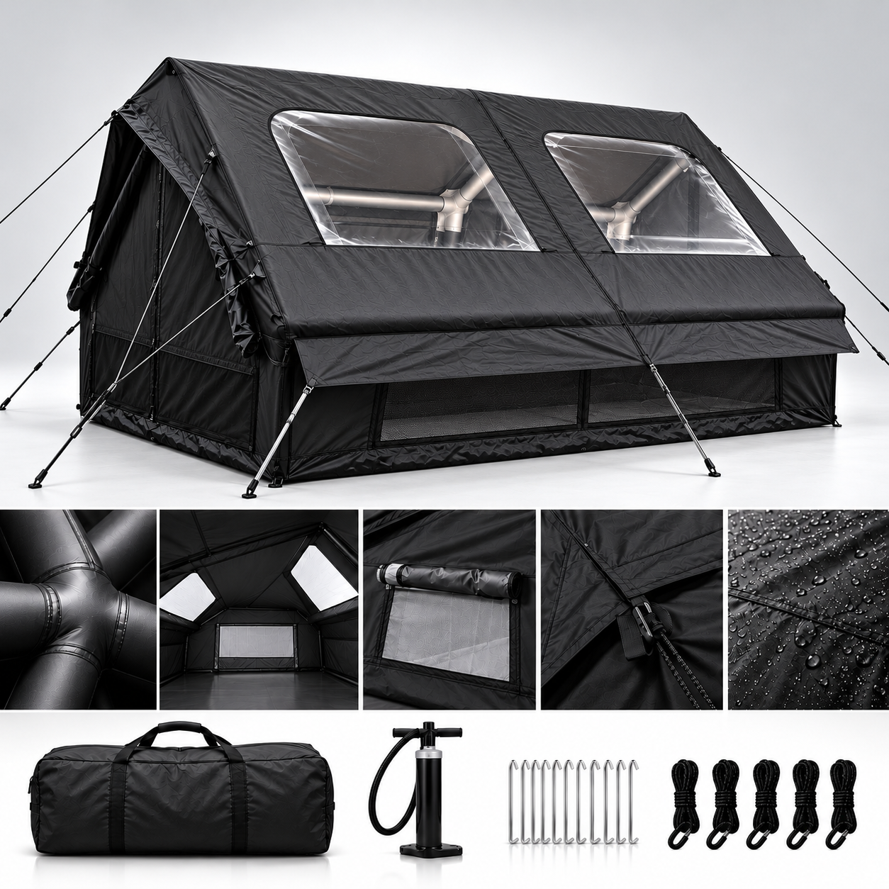 Bisonberg| Premium -Inflatable Camping a Air Tent – Waterproof Large Outdoor Family Shelter|Spacious Canvas Camping Tent with Large  Outdoor &  Adventure