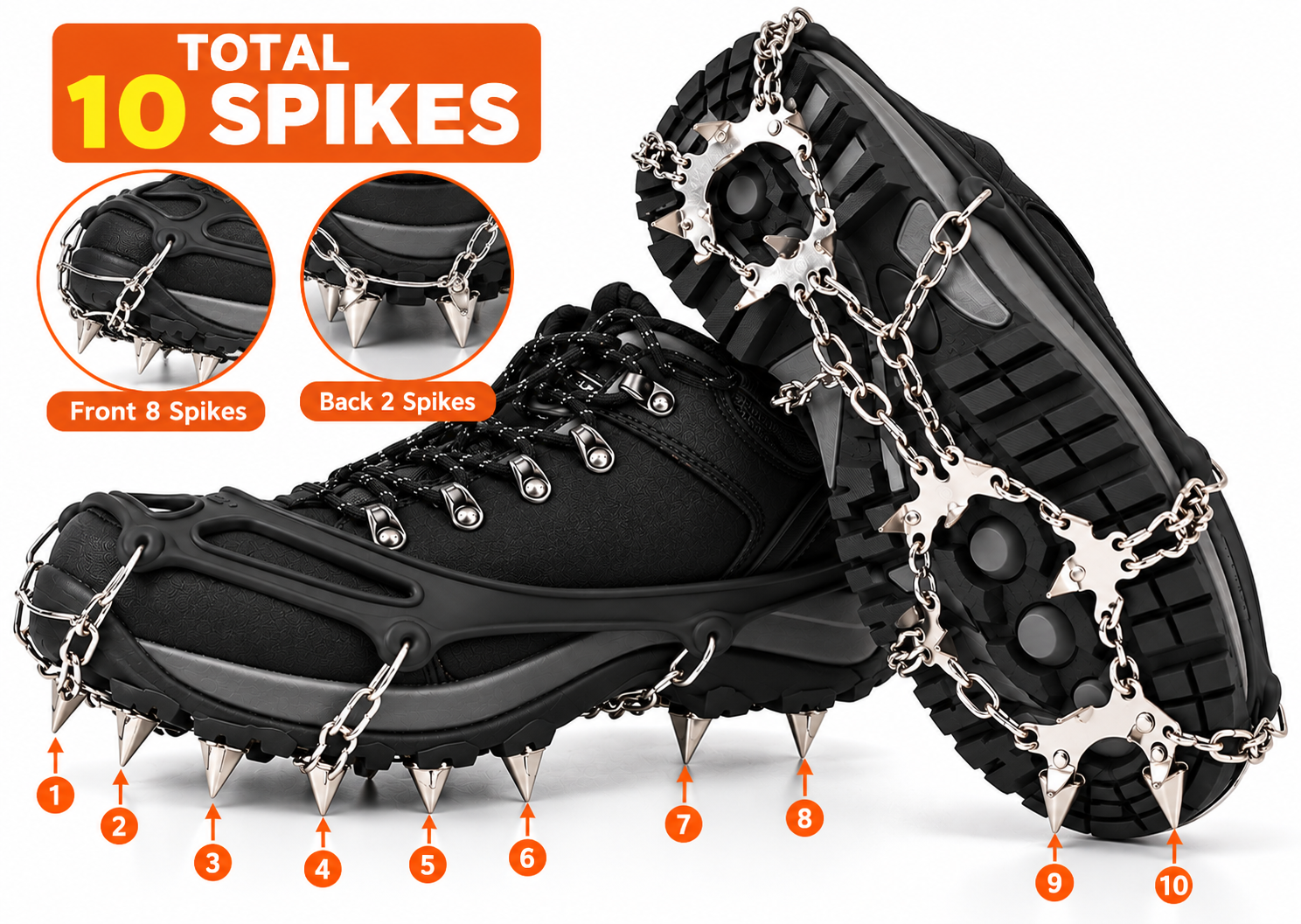 BISONBERG Premium Ice Traction Crampons – Anti-Slip Snow and Ice Grips