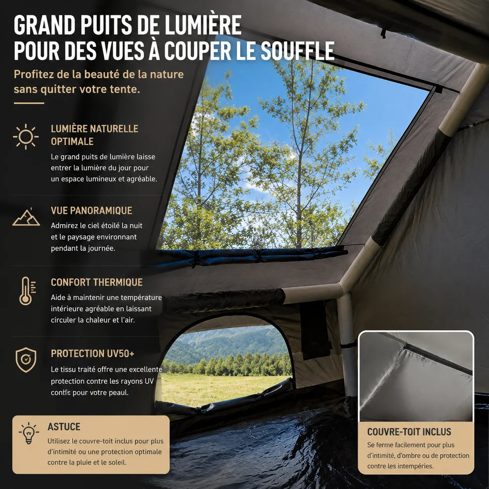 Bisonberg| Premium -Inflatable Camping a Air Tent – Waterproof Large Outdoor Family Shelter|Spacious Canvas Camping Tent with Large  Outdoor &  Adventure