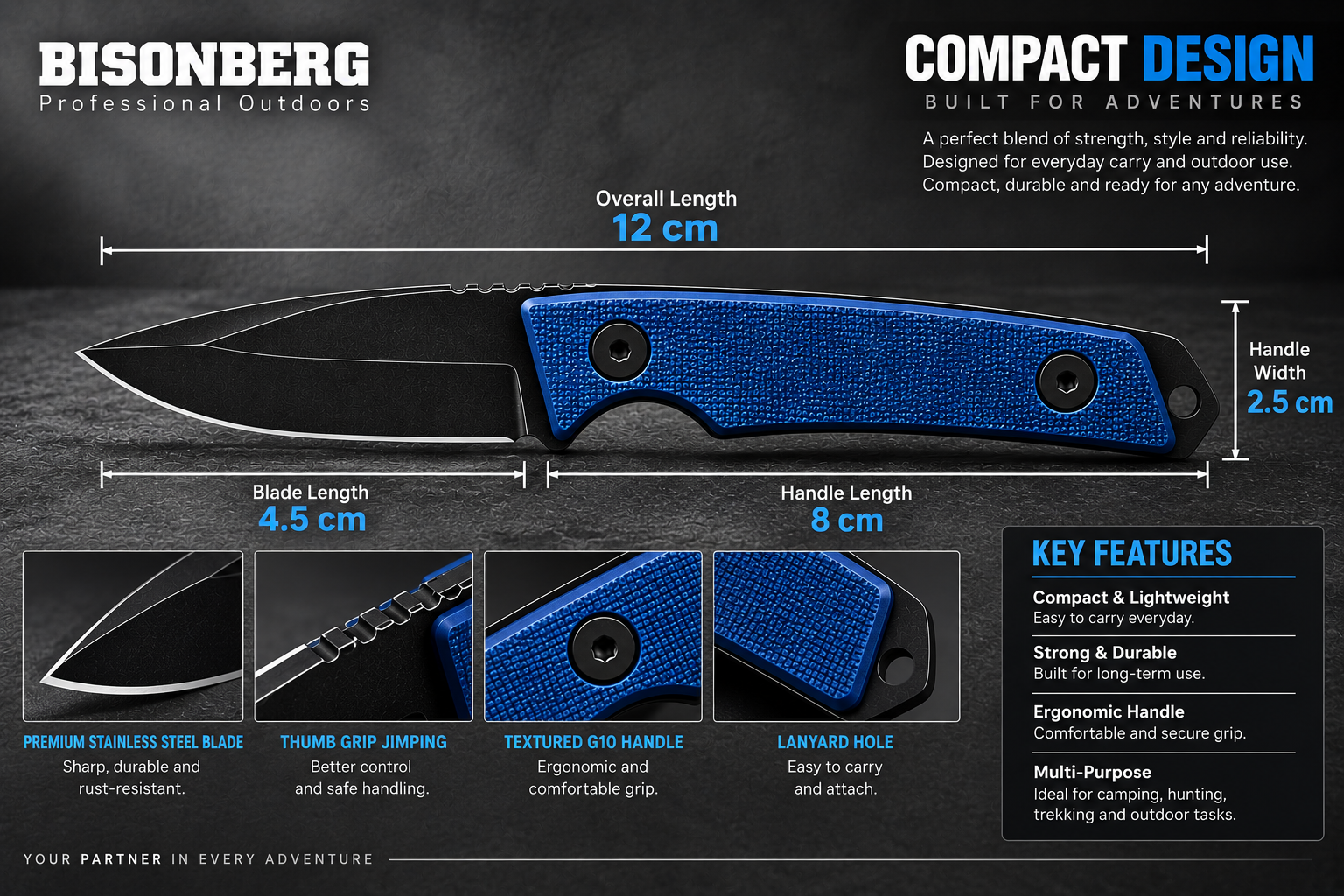 Bisonberg l Fixed Blade Refurbished  Knife  | Outdoor Camping,Hiking & Survival Knife