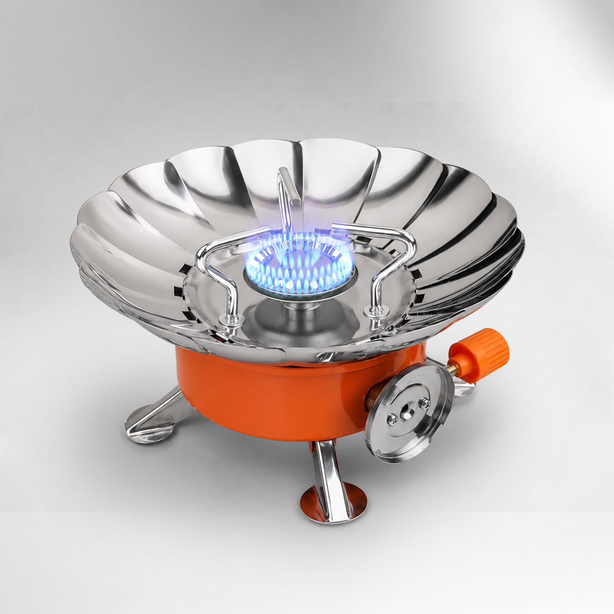 Camping Gas Stove Lightweight Folding Furnace Outdoor Metal Camping Stove For Picnic Cooking Gas Burners Folding Stove With Storage Bag - Stainless Steel A3