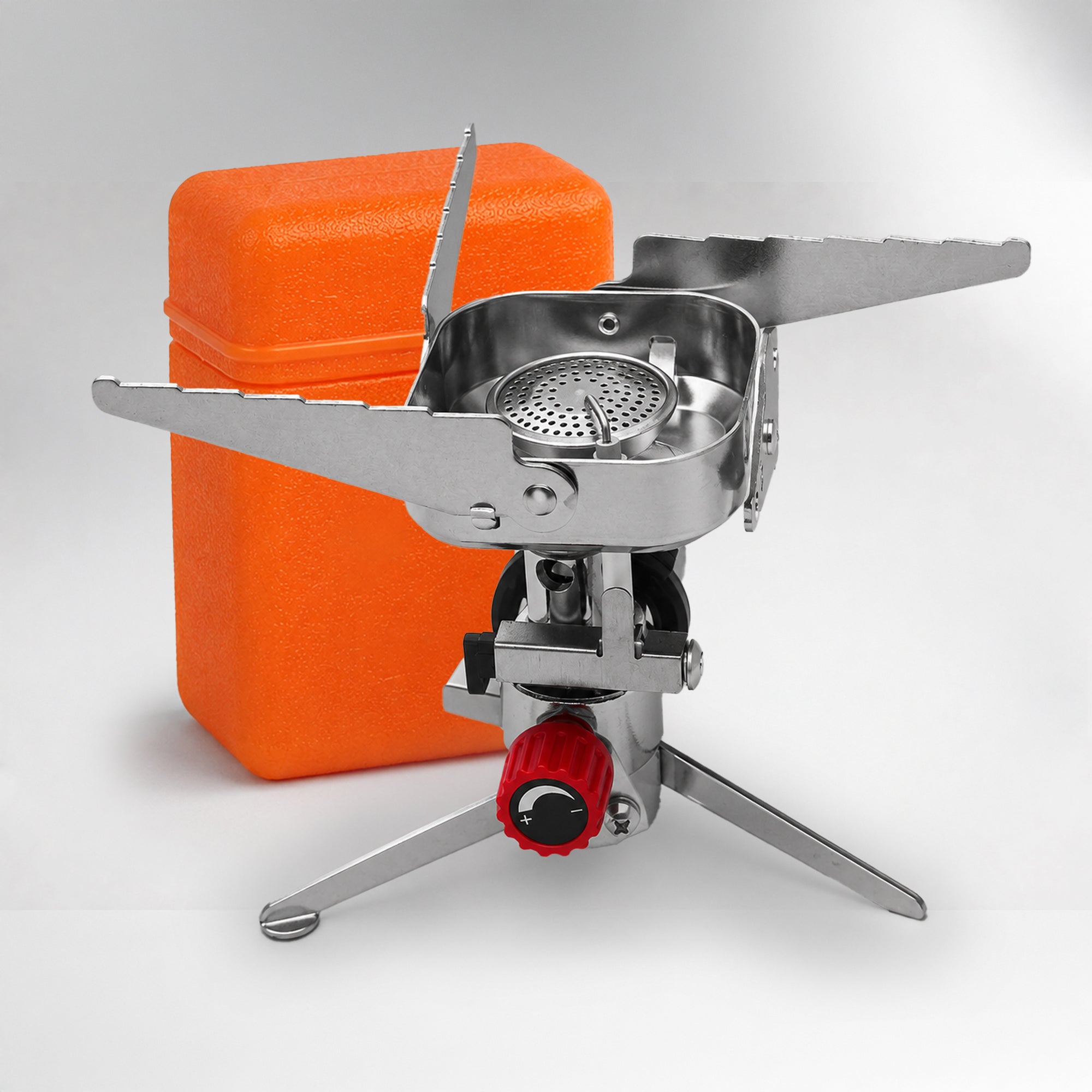 Bisonberg Portable Camping Gas Stove | Foldable Outdoor Mini Gas Burner with Adjustable Flame Control for Hiking, Backpacking, and Travel Cooking