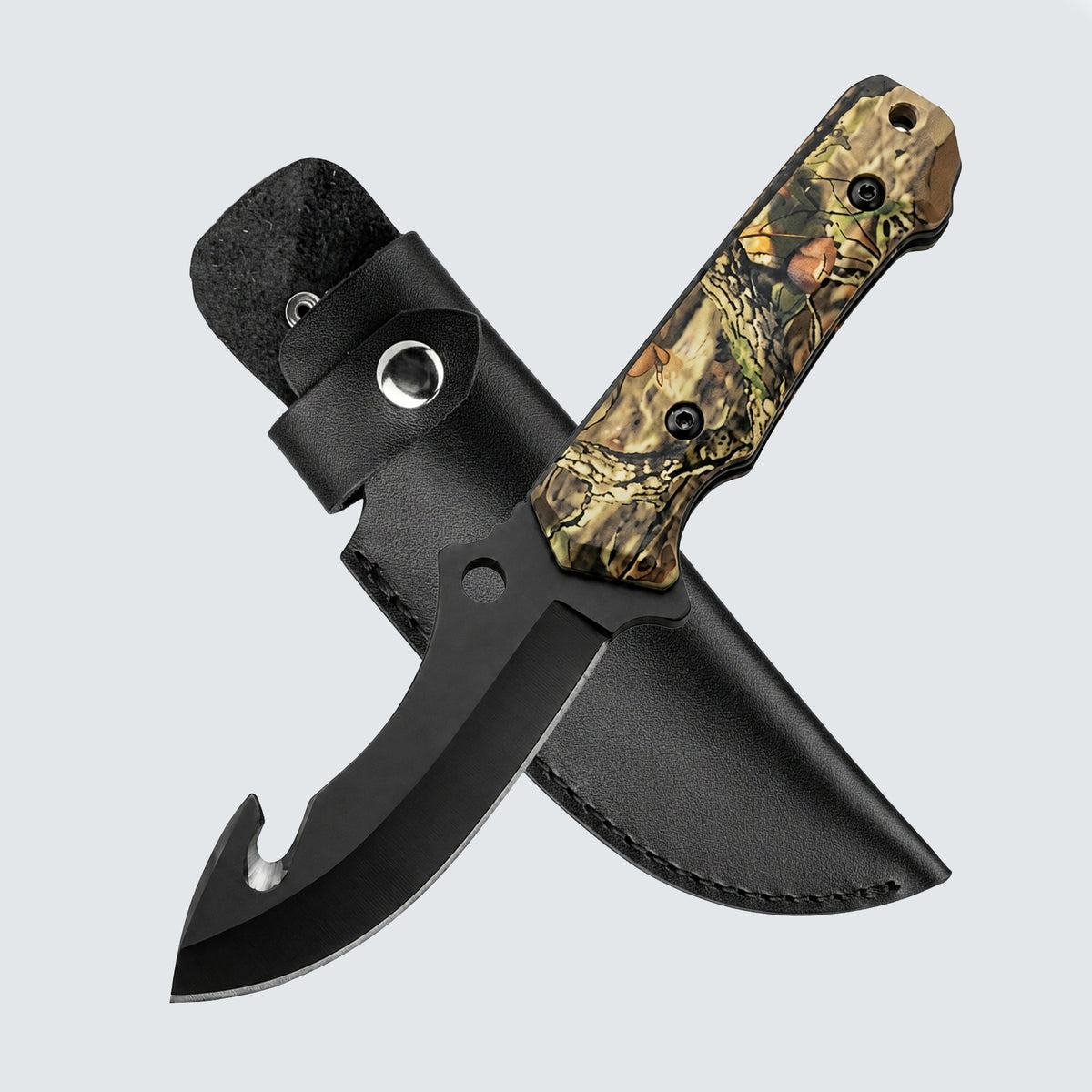 Bisonberg Tactical Fixed Blade Hunting Knife with Sheath | Outdoor Camping & Survival Knife