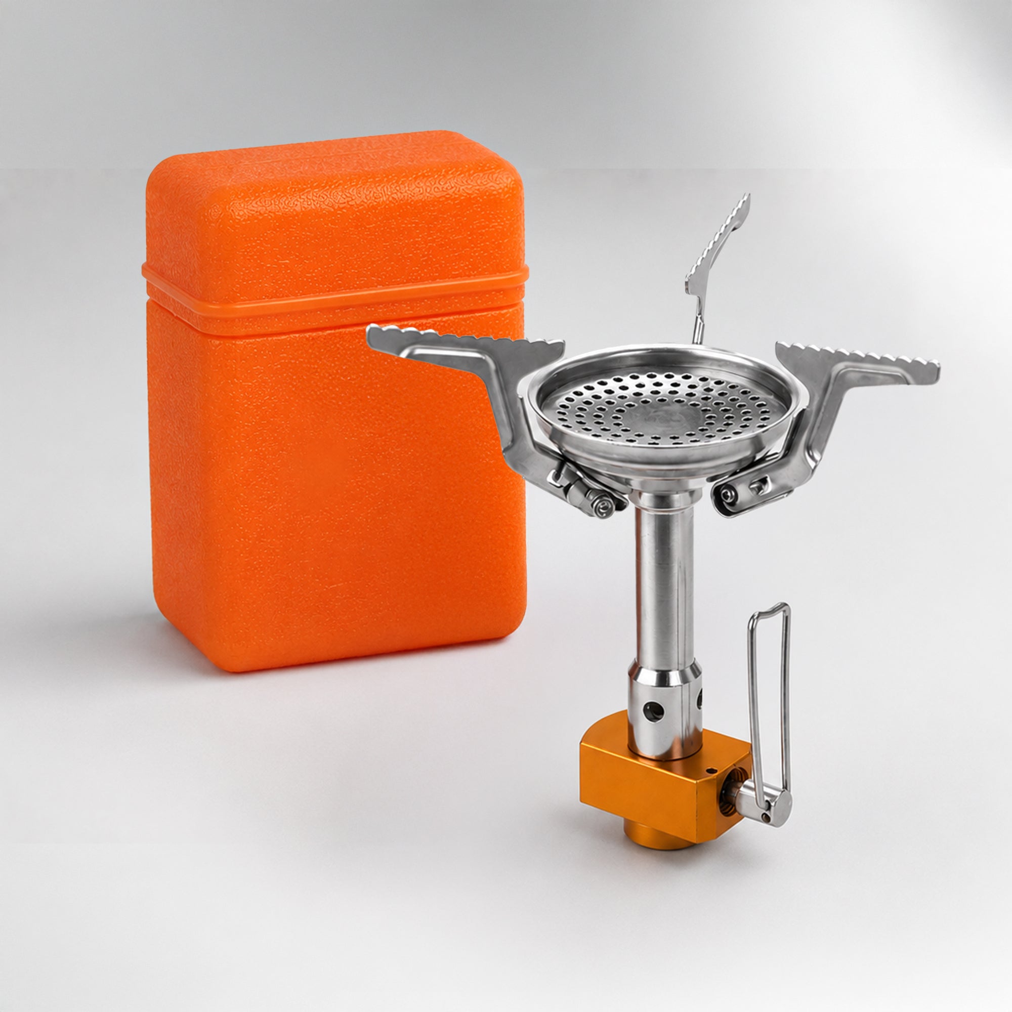Camping Stove Burner | Portable Gas Stove | Butane Gas Burner For Outdoor Camping, Hiking, Picnic, Mini gas stove, Stainless Steel body | Folding Furnace, Camping Equipment With Pouch A12