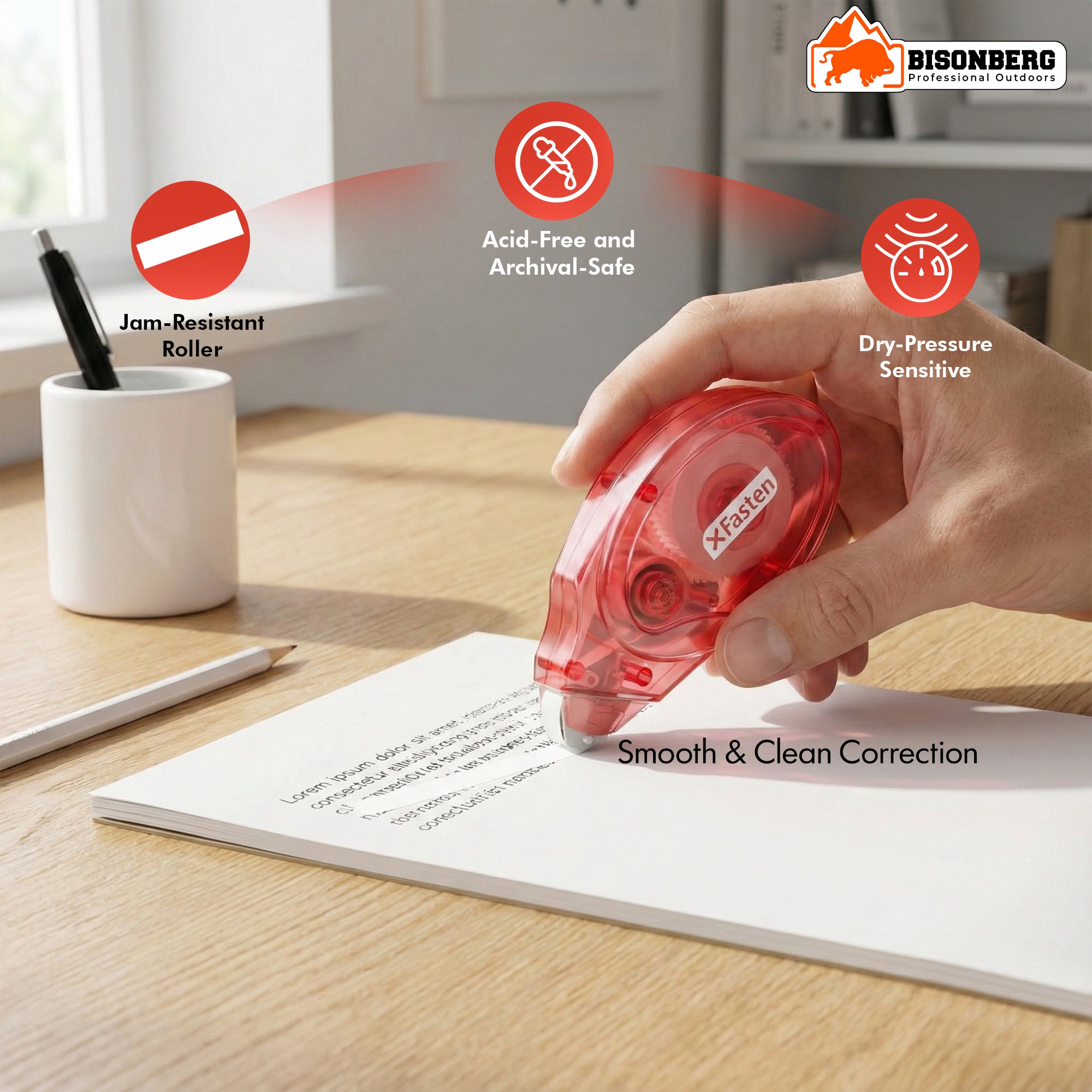 XFasten Double-Sided Tape Roller – Easy Clean Adhesive Applicator image 2
