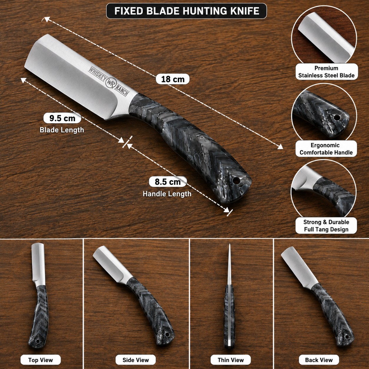Bisonberg l Fixed Blade  Knife ,Outdoor Camping & Survival Knife