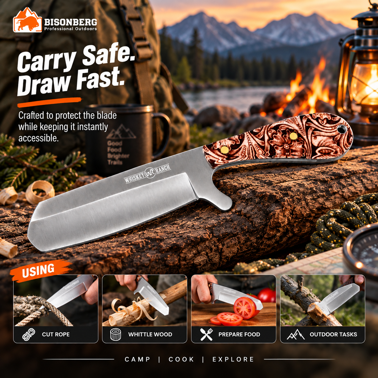 Bisonberg | Fixed Blade Knife – Outdoor Camping & Survival Knife