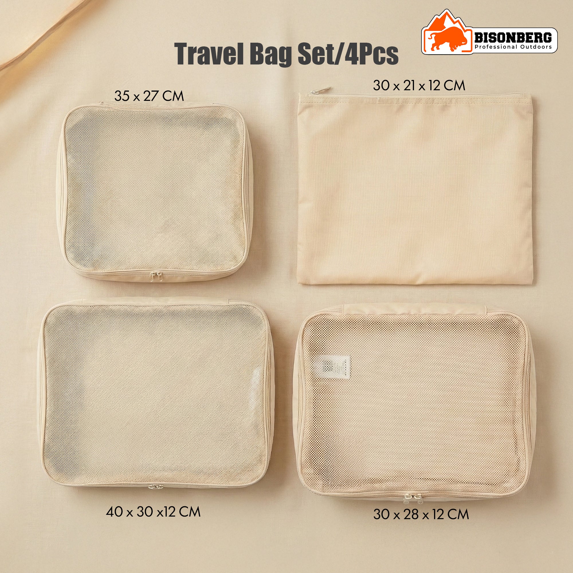 Bisonberg Travel Packing Cubes Set of 4 – Breathable Mesh Organizer Bags for Camping & Travel image 5