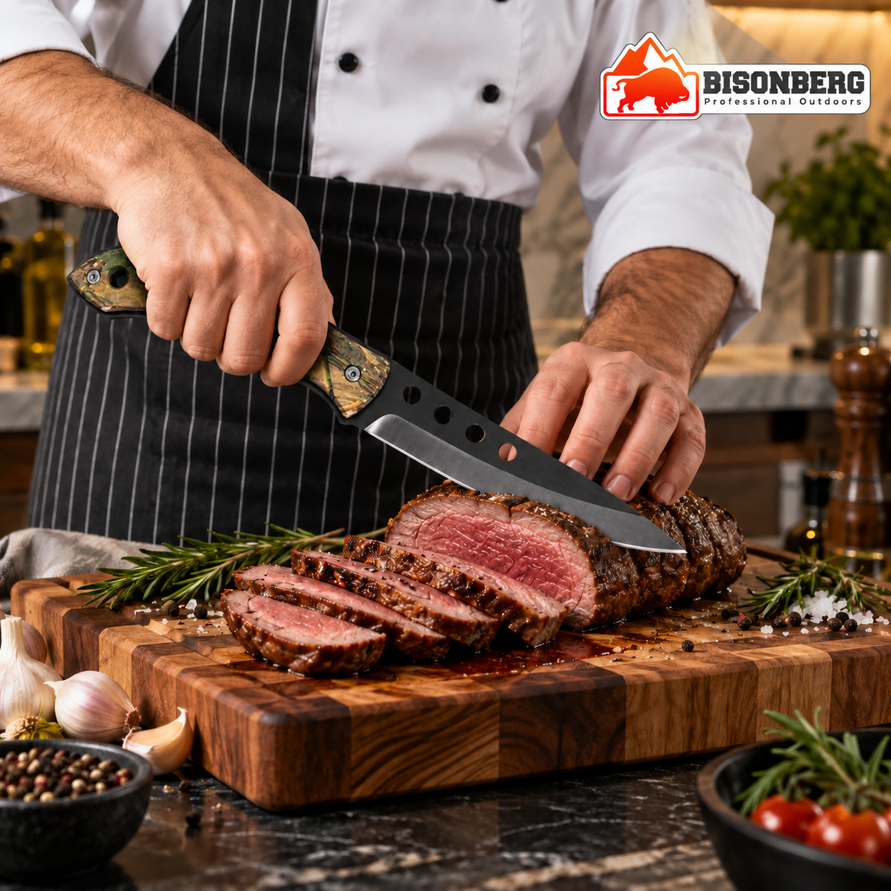 BISONBERG  Kitchen Utility Fixed Blade Knife| Heavy Duty Survival Knife For Camping,Hunting & Outdoor Use