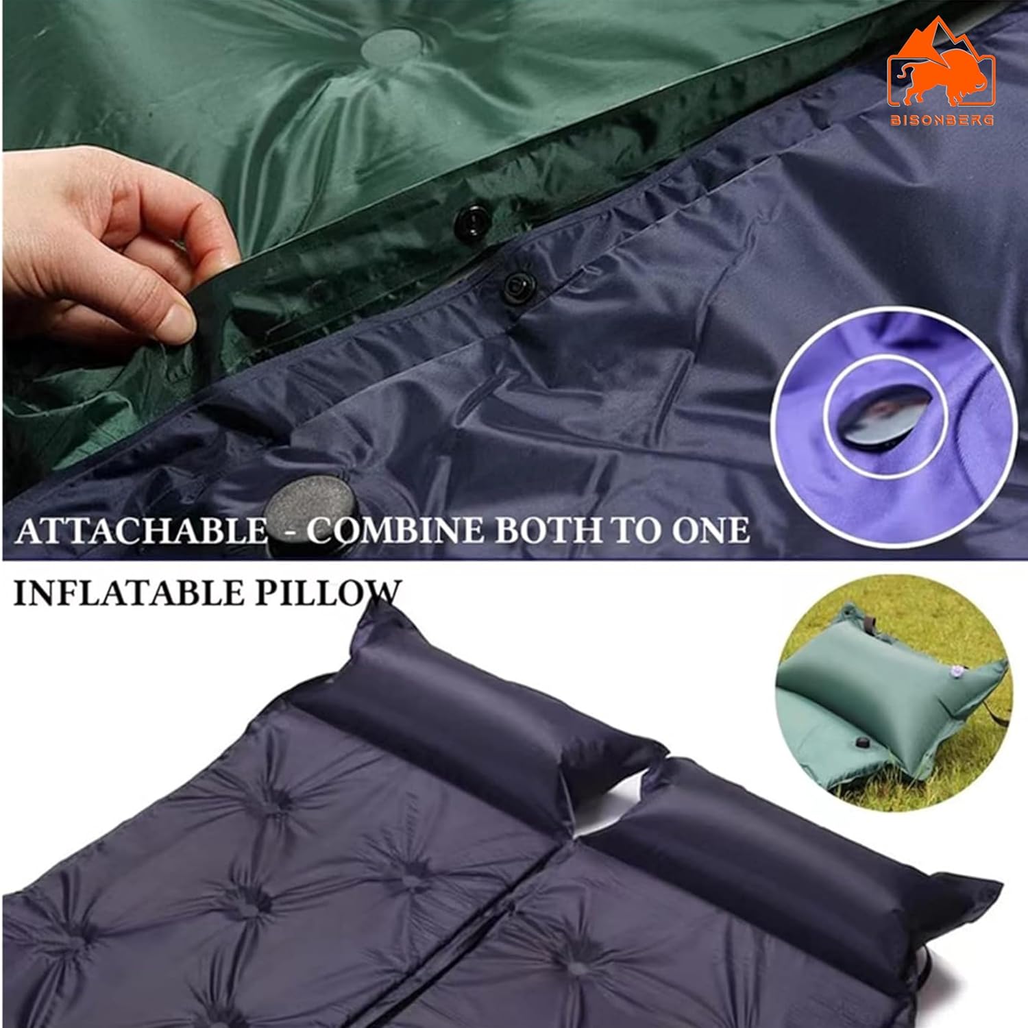 Camping Outdoor Single Foldable Roll Up Memory Foam Sleeping Pad Air Bed Self Inflatable Camping Mattress for Tent, Multicolour image 1