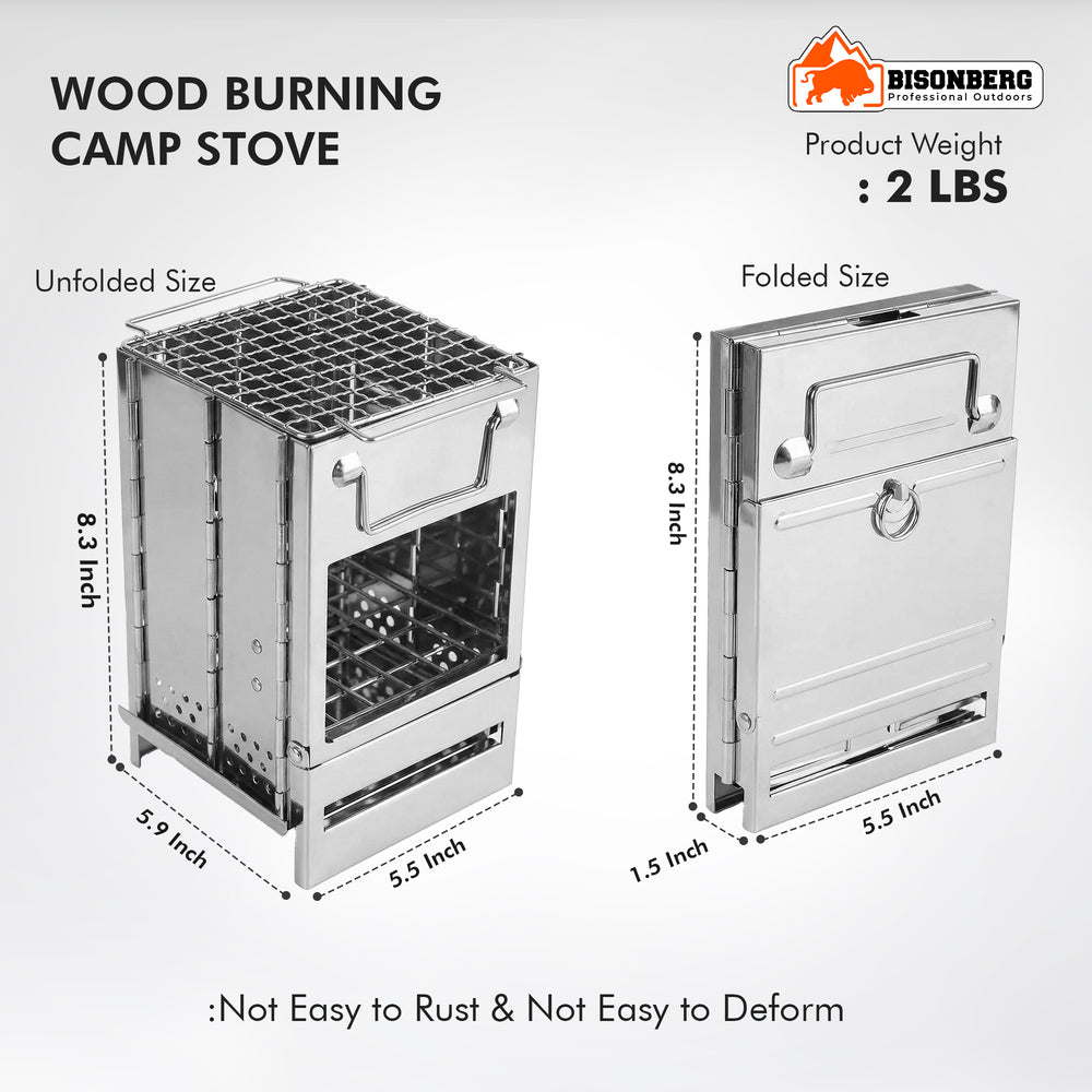 Stainless Steel Portable Camping Stove – Foldable Wood Burning Outdoor Cooker image 7