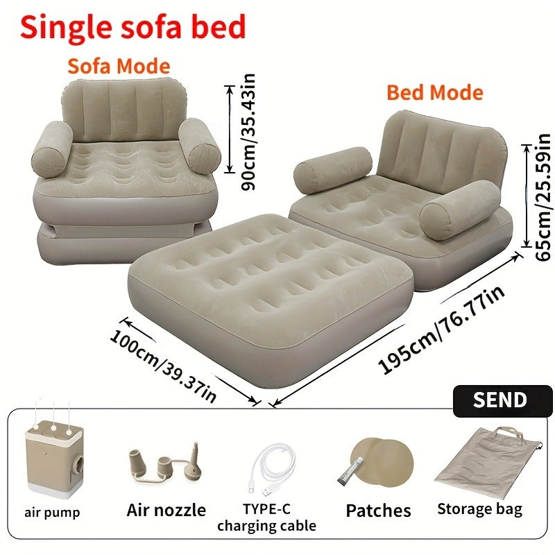 Inflatable Sofa Bed with Cushions – Portable Air Mattress Couch image 1