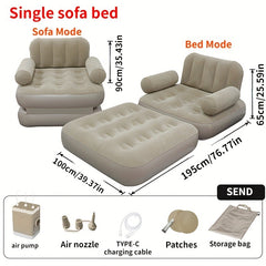 Inflatable Sofa Bed with Cushions – Portable Air Mattress Couch image 1