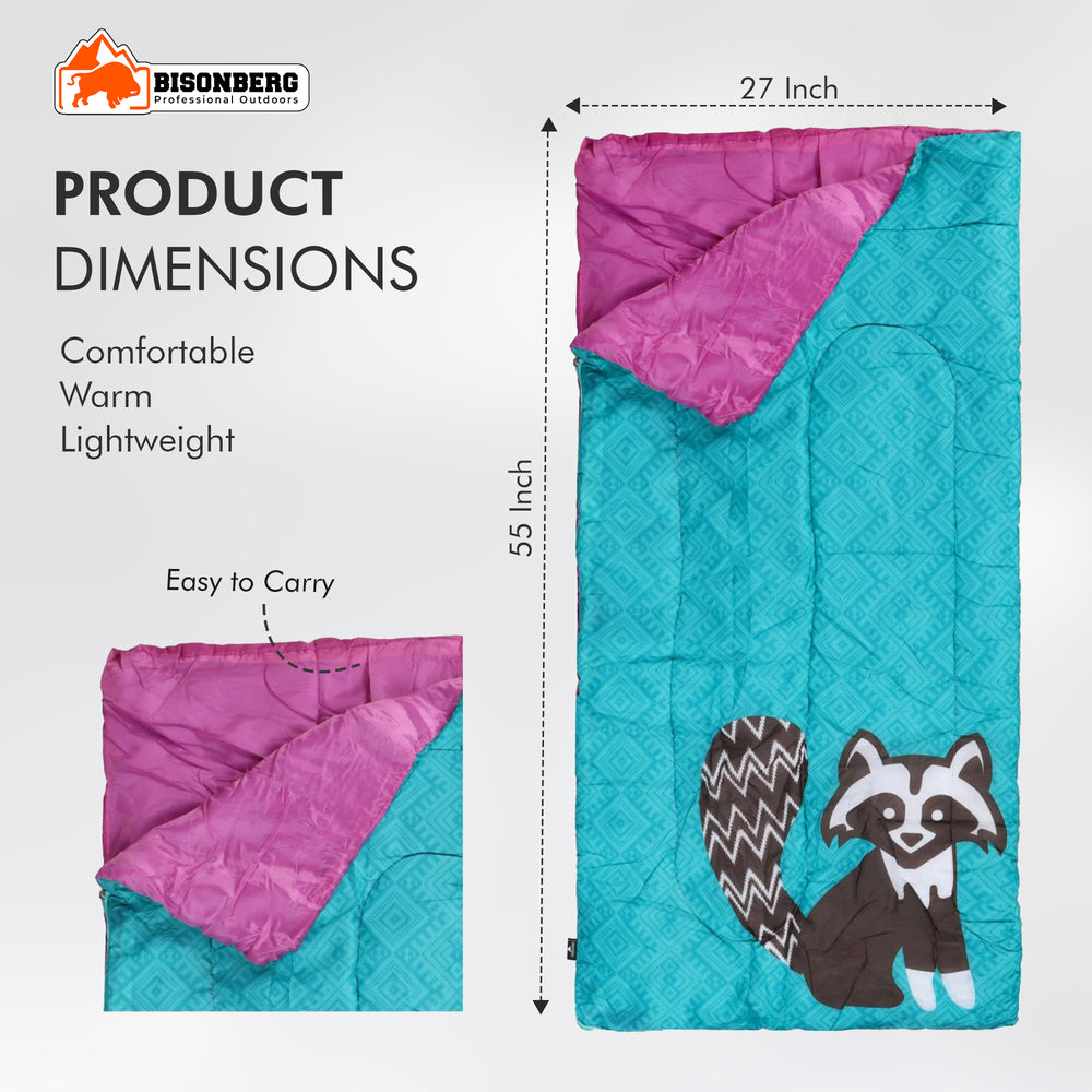 Kids Raccoon Sleeping Bag – Warm & Colorful Camping Sleep Sack image 1
