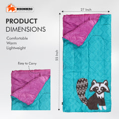 Kids Raccoon Sleeping Bag – Warm & Colorful Camping Sleep Sack image 1