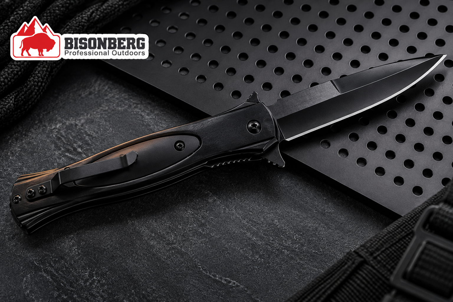 BISONBERG| Premium  Multi-functional Rescue  Black Pocket Folding Knife & Outdoor and Camping