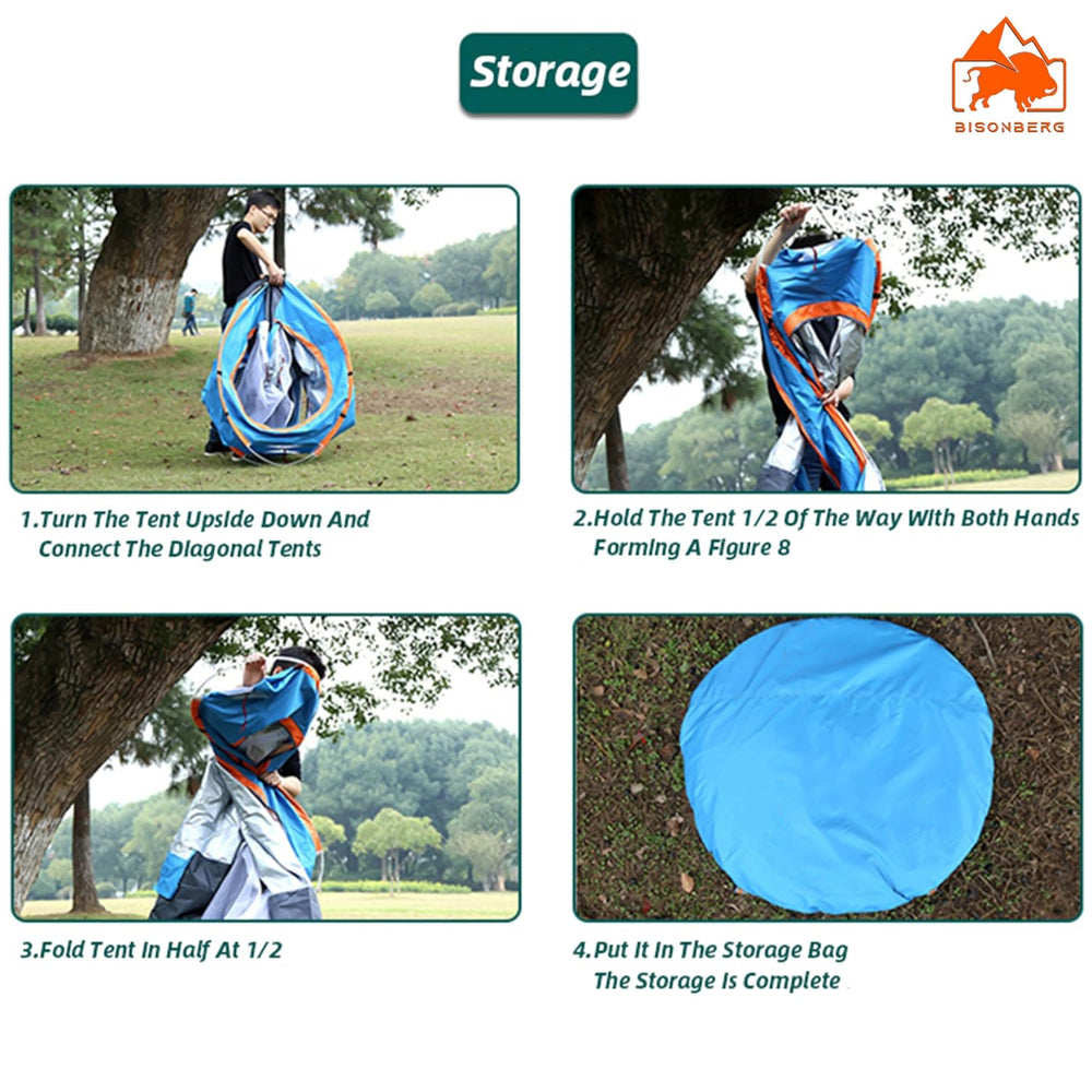 Portable Tent for Camping/5-10 Minutes Easy Setup/Waterproof Tent for Camping/Ideal for Outdoor Picnic, Hiking, Trekking - Ideal for 3-4 Persons image 2