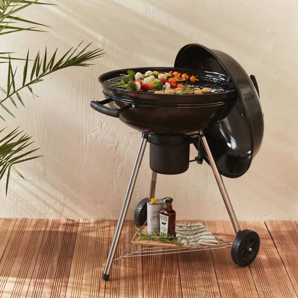 Portable Charcoal BBQ Grill with Lid & Wheels – Outdoor Kettle Barbecue image 7