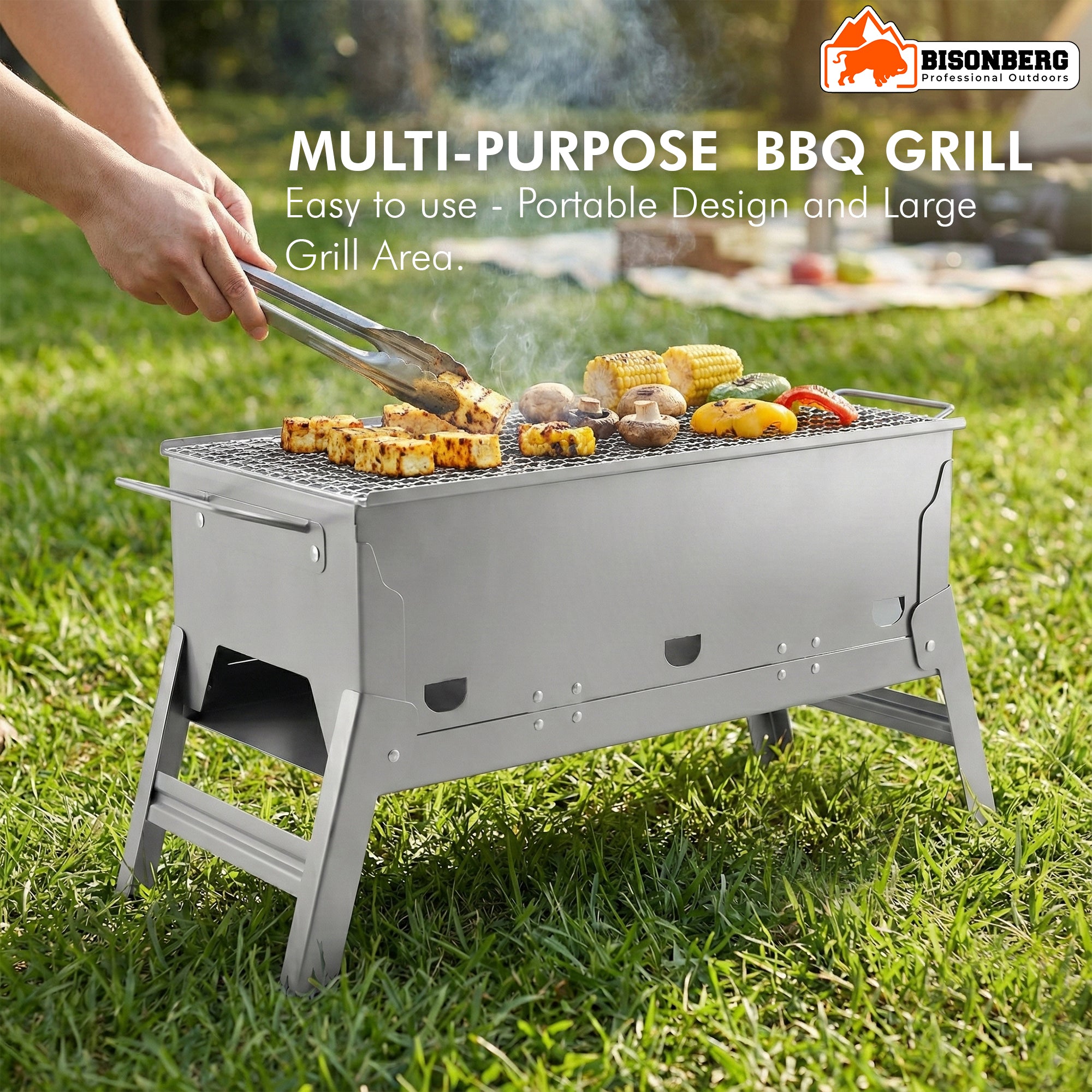 Portable Stainless Steel Charcoal BBQ Grill – Foldable Outdoor Camping Barbecue image 1
