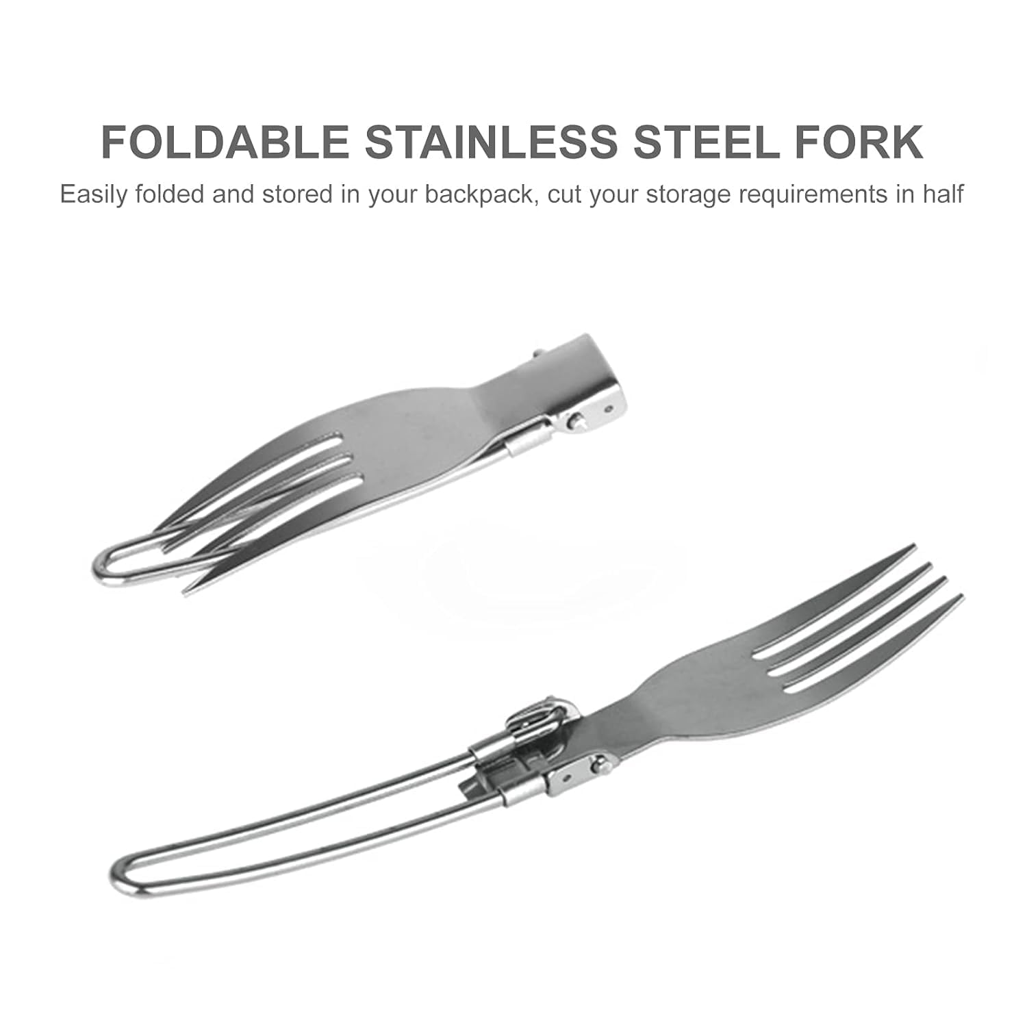 3-Piece Folding Cutlery Set, Stainless Steel Fork, Spoon & Butter Knife, Perfect for Eco-Friendly Trekking, Hiking & Camping, Includes Nylon Pouch for Convenien image 2