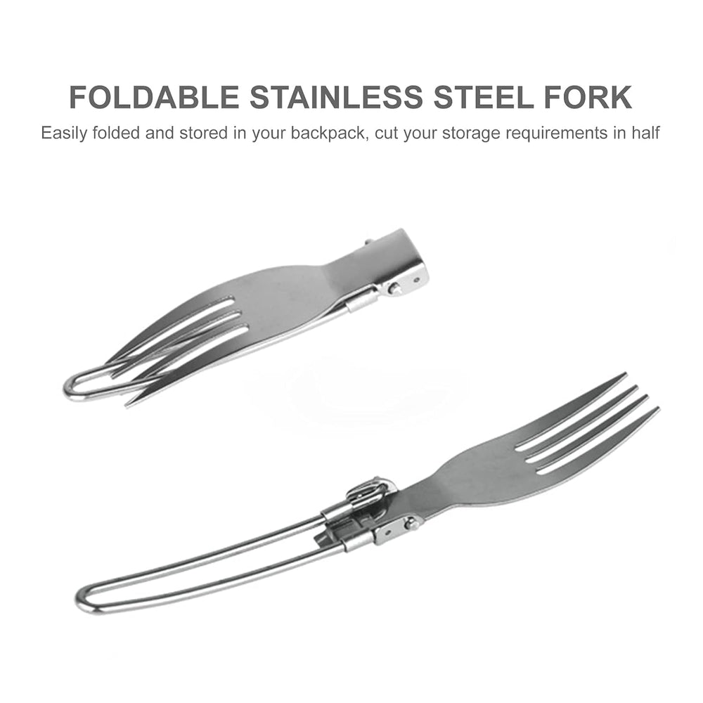 3-Piece Folding Cutlery Set, Stainless Steel Fork, Spoon & Butter Knife, Perfect for Eco-Friendly Trekking, Hiking & Camping, Includes Nylon Pouch for Convenien image 2