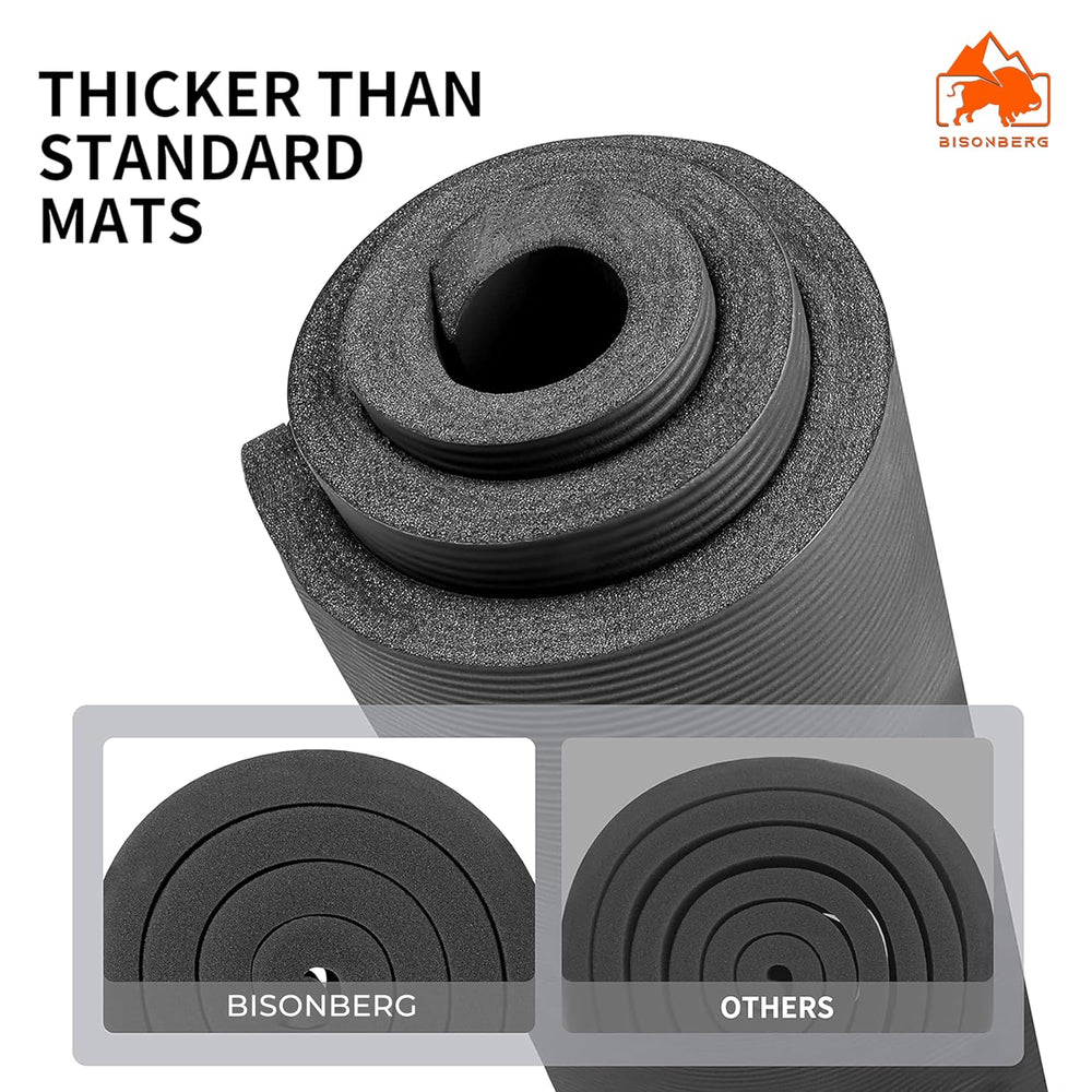 BISONBERG Yoga Mats For Women yoga mat for men Exercise mat for home workout yoga mat for women gym Non-Slip Mat for Men & Women Fitness - 15 mm Black 1 Piece image 4