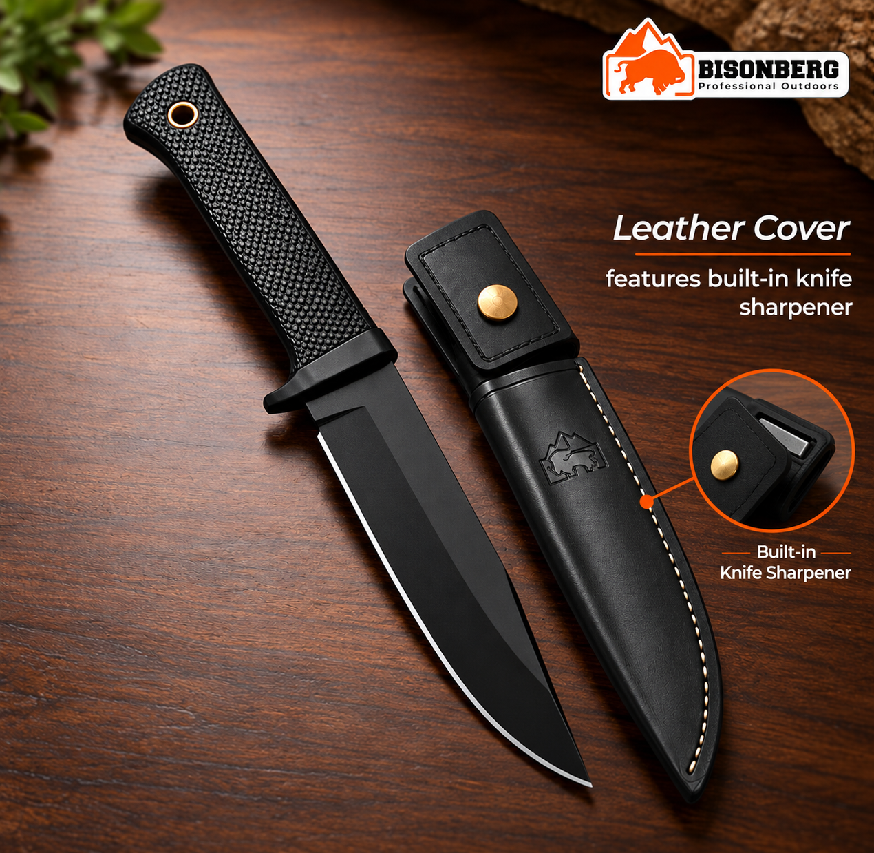Fixed Blade Tactical Knife with Sheath | Heavy Duty Survival Knife for Camping, Hunting & Outdoor Use – Bisonberg