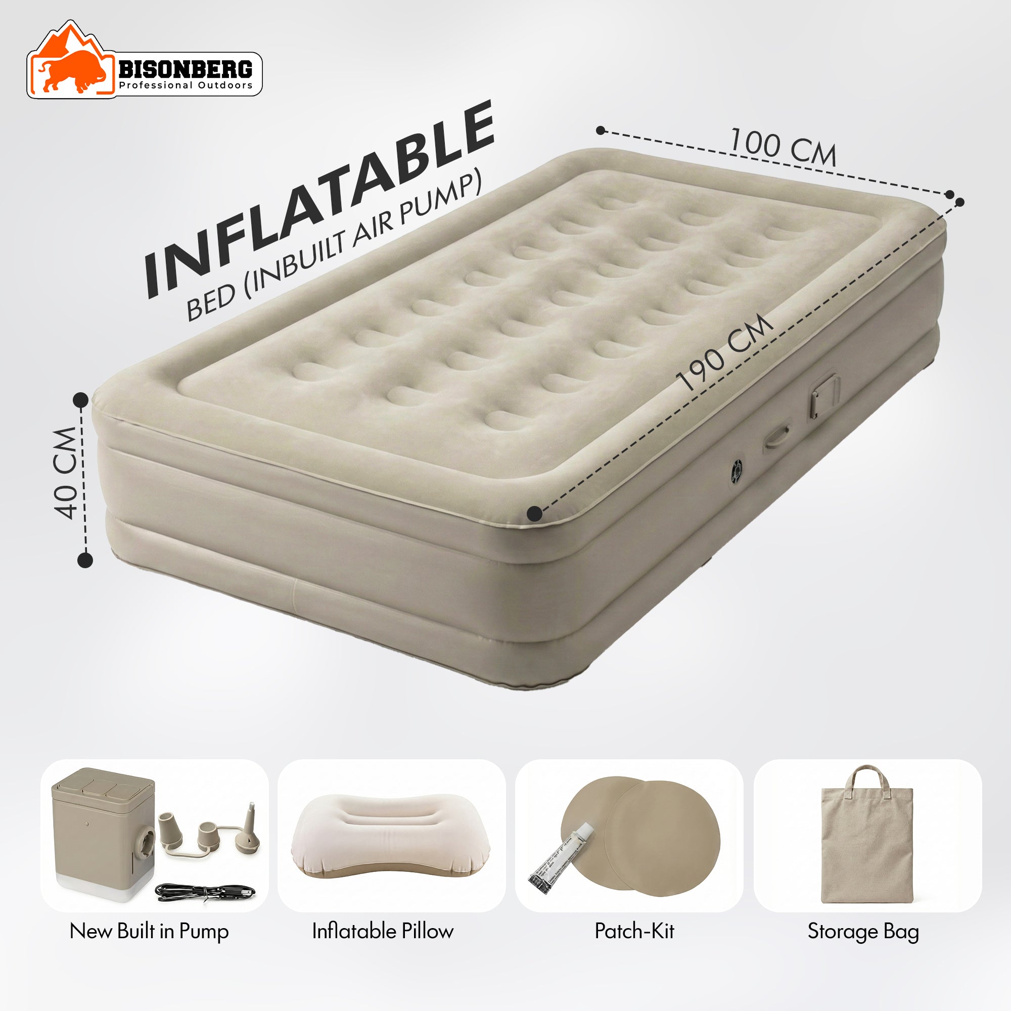 Inflatable Air Mattress with Built-In Pump – Comfortable Camping Bed image 1