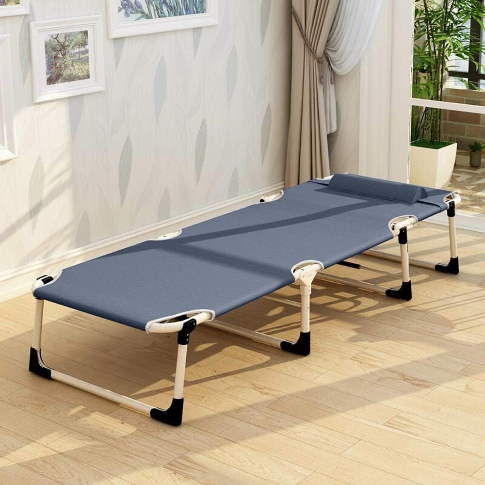 Portable Folding Bed Cot | Adjustable Recliner with Pillow | Multi Position Relax Folding Recliner Chair with Headrest for Camping Outdoor Activities - Alloy Steel, 193x28cm image 3