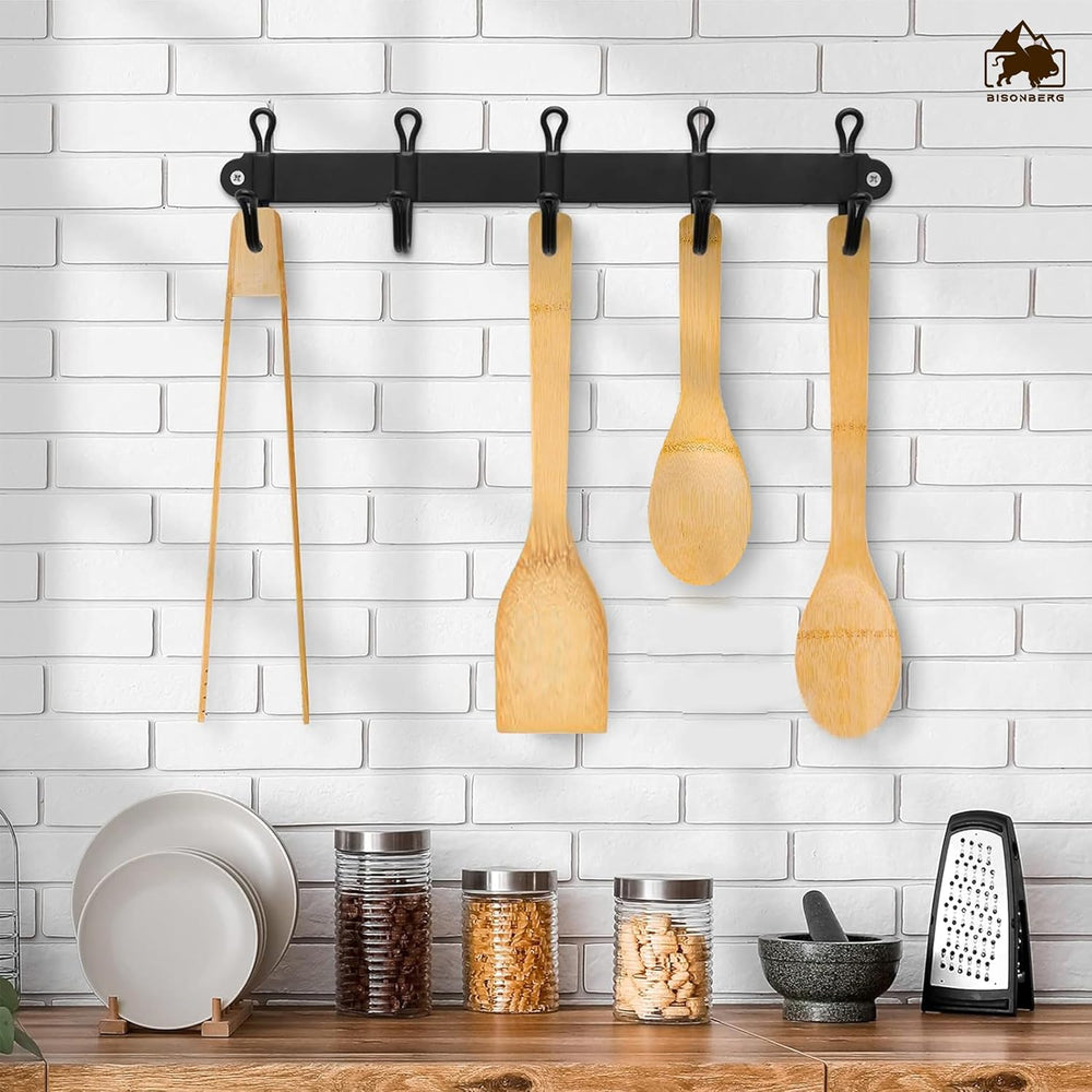 Natural Wooden Serving and Cooking Spoons Utensil Includes Frying Serving Spatula Dessert Rice Spoons Wooden for Nonstick Cookware Kitchen Utensils Set of 4-35.5 Cm image 5