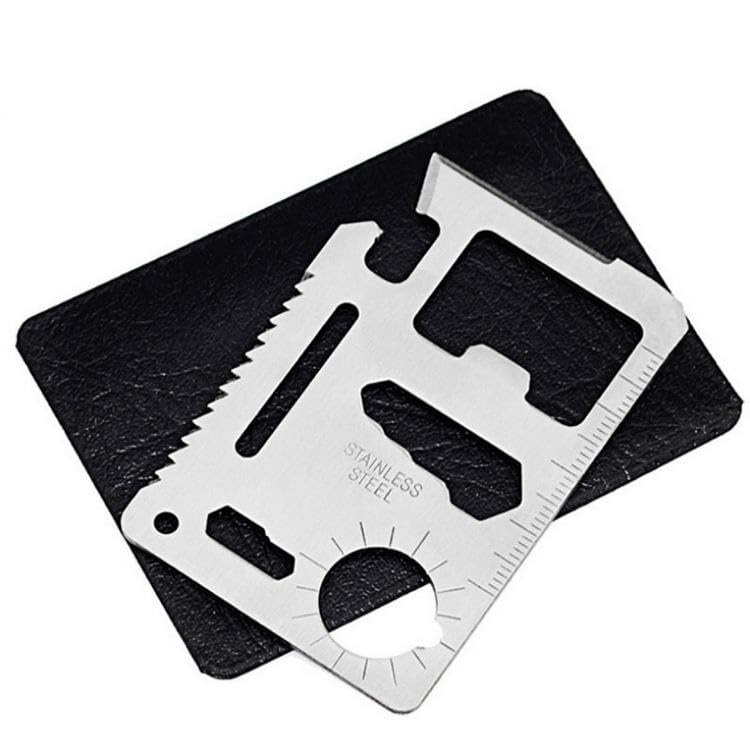 Stainless Steel Credit Card Survival Tool - 11 In One Multipurpose Beer Bottle Opener Portable Wallet Size Ultimate Pocket Multitool image 0