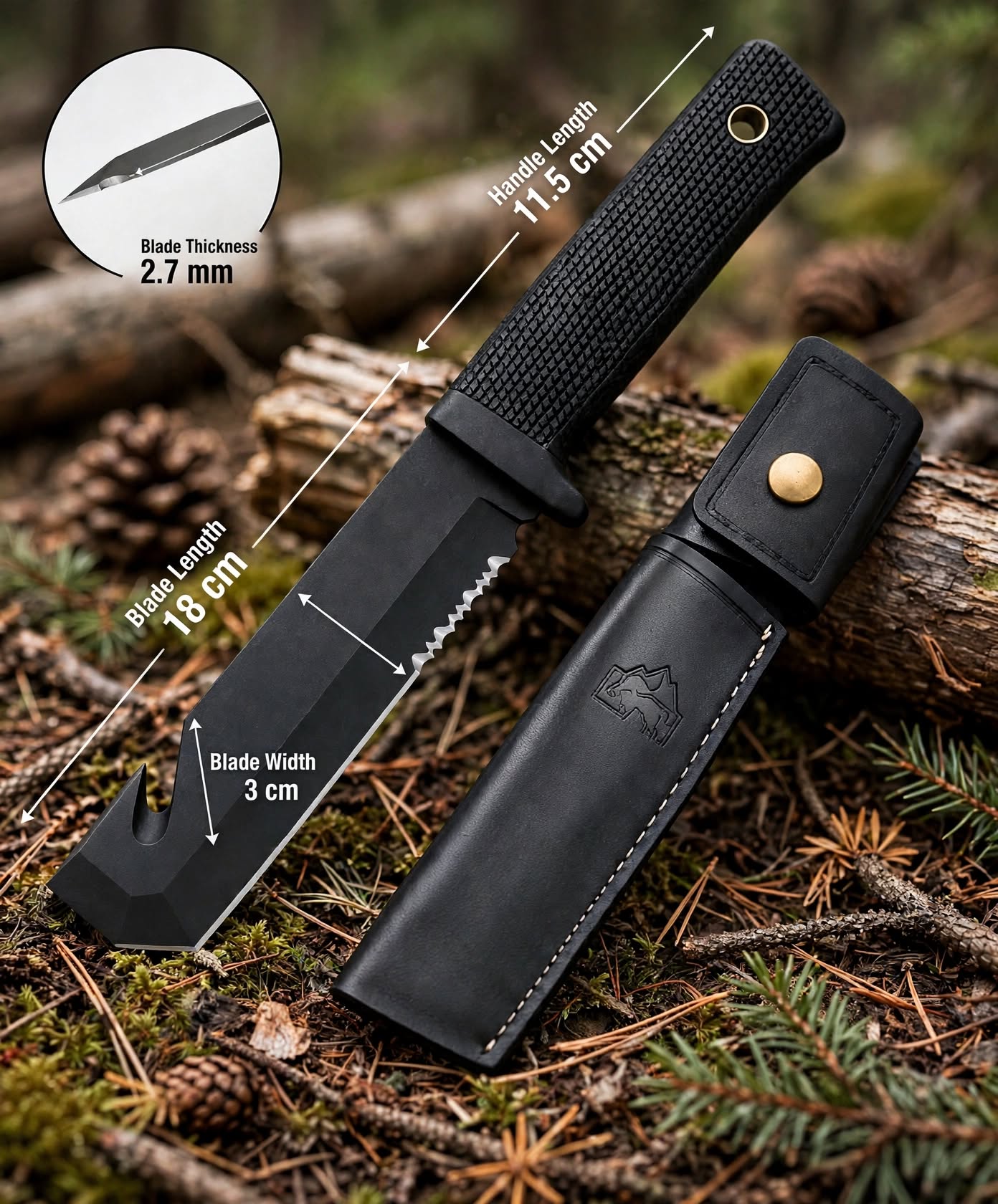 BISONBERG Kitchen Meat Knife for Chopping, Dicing and Mincing, Professional Chef Blade for Home Kitchen and Outdoor Camping (Cap Opener)