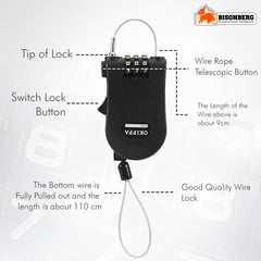 Portable Retractable Cable Lock – 3-Digit Combination Security Lock image 1