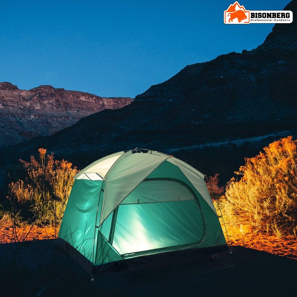 Bisonberg 4 Person Family Camping Tent | Waterproof 1500mm | Breathable Dome Tent with Rainfly & Fiberglass Poles image 1