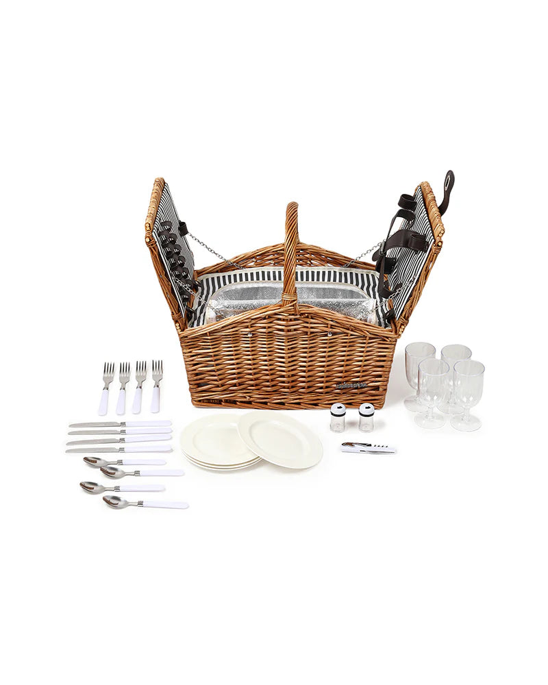 Handwoven Wicker Picnic Basket with Lid & Carry Handle | Rustic Storage & Outdoor Camping Basket image 5