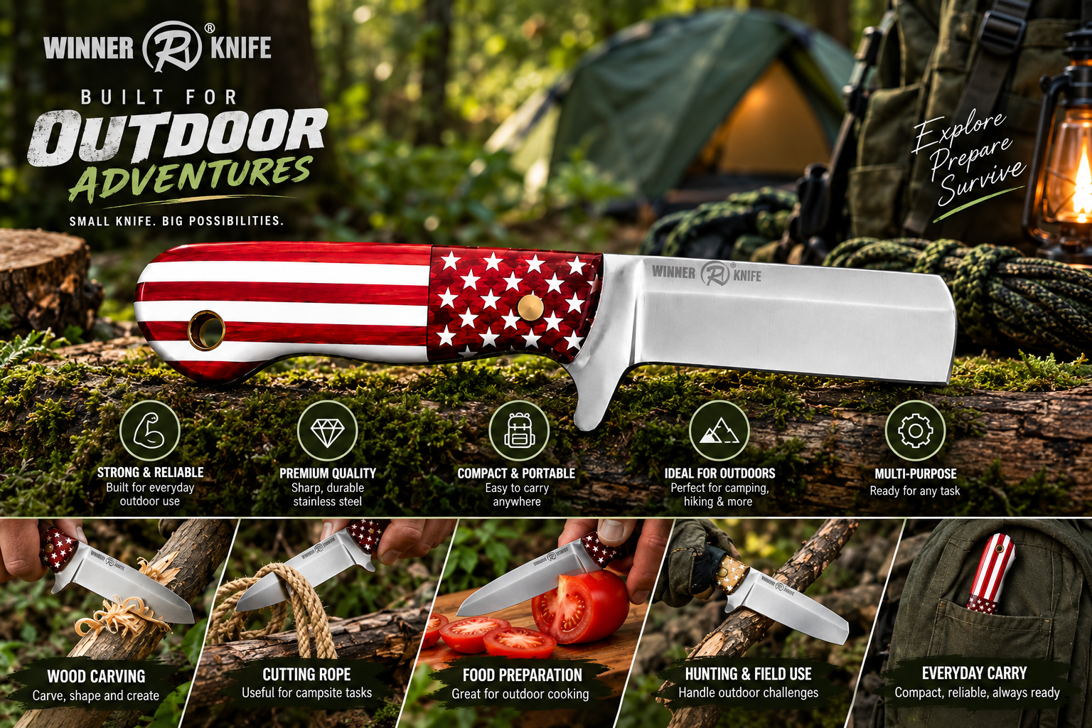 Bisonberg | Fixed Blade Knife – Outdoor Camping & Survival Knife