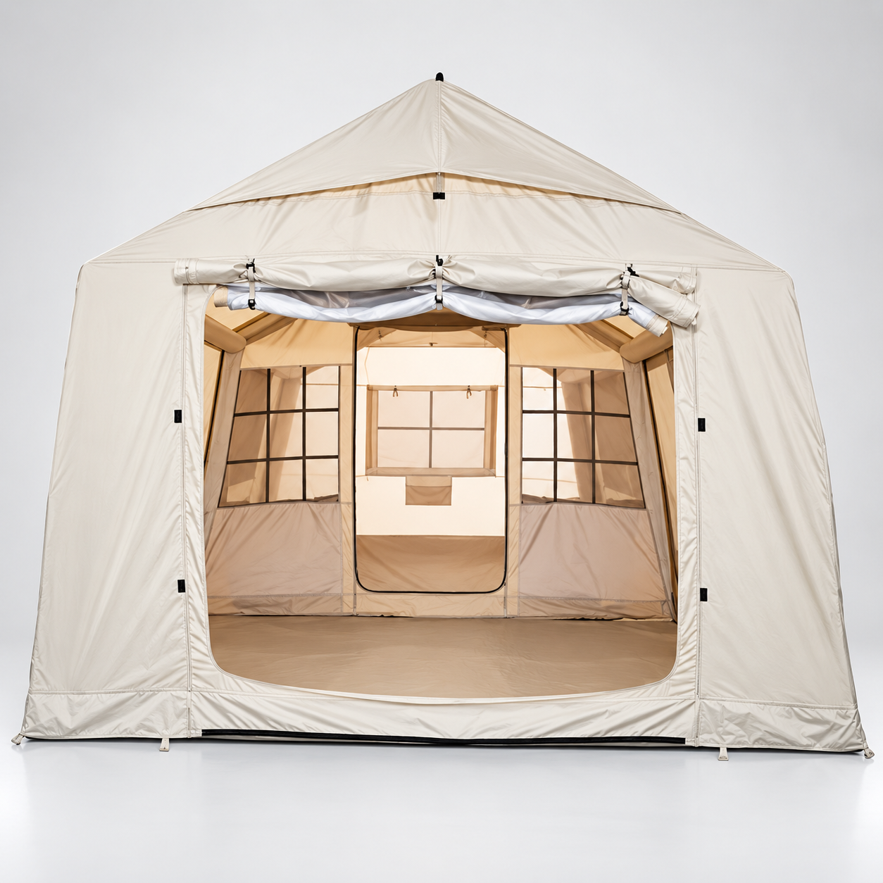 Bisonberg| Premium -Inflatable Camping a Air Tent – Waterproof Large Outdoor Family Shelter|Spacious Canvas Camping Tent with Large Awning Outdoor &  Adventure