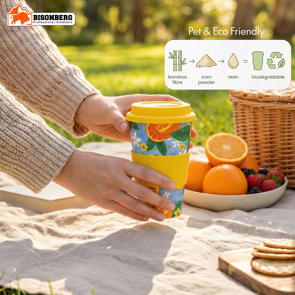 Reusable Travel Coffee Cup – Eco-Friendly Bamboo Fiber Mug with Lid image 4