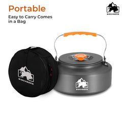 BISONBERG 1.6 L Portable Water Kettle Water Pot | Teapot Coffee | Tea Kettle Outdoor Camping Hiking Picnic Pot - Aluminum Alloy (Orange) image 1
