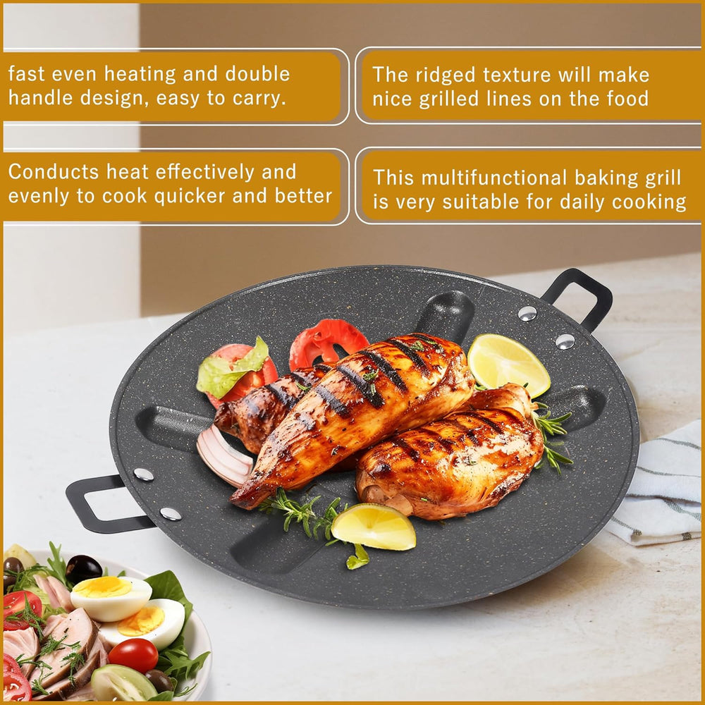 Non-Stick BBQ Grill Plate for Roasting, Cooking - Portable Stovetop, Indoor Outdoor Garden Camping, DIY Korean Barbecue Grill Pan Black image 5