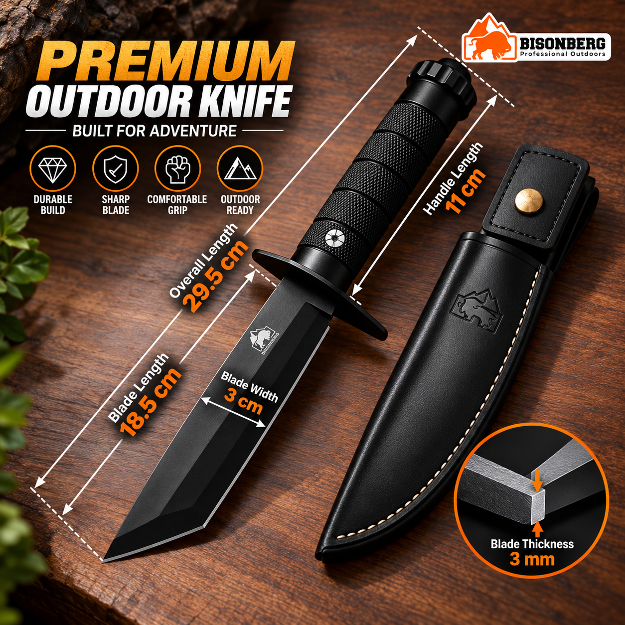 BISONBERG Kitchen Knife/Utility Knives for Kitchen Home & Office Use Ideal for Portable, Travel - Black (Manual) with Mini cooling towel