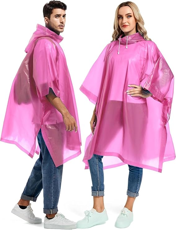 Raincoat For Men & Women Waterproof Transparent Hooded Water Resistant Rain Coat/Jacket Boys & Girls raincoats - Pink image 0