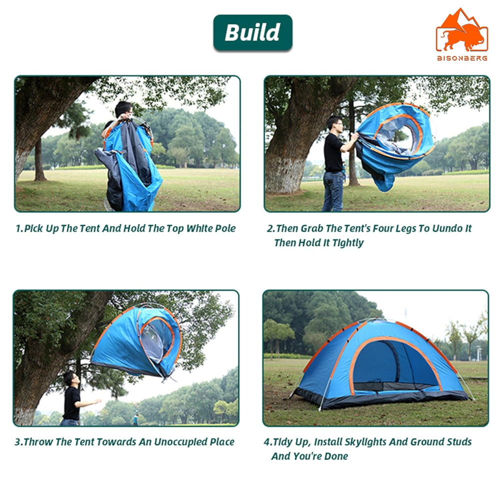 Portable Tent for Camping/5-10 Minutes Easy Setup/Waterproof Tent for Camping/Ideal for Outdoor Picnic, Hiking, Trekking - Ideal for 3-4 Persons image 1