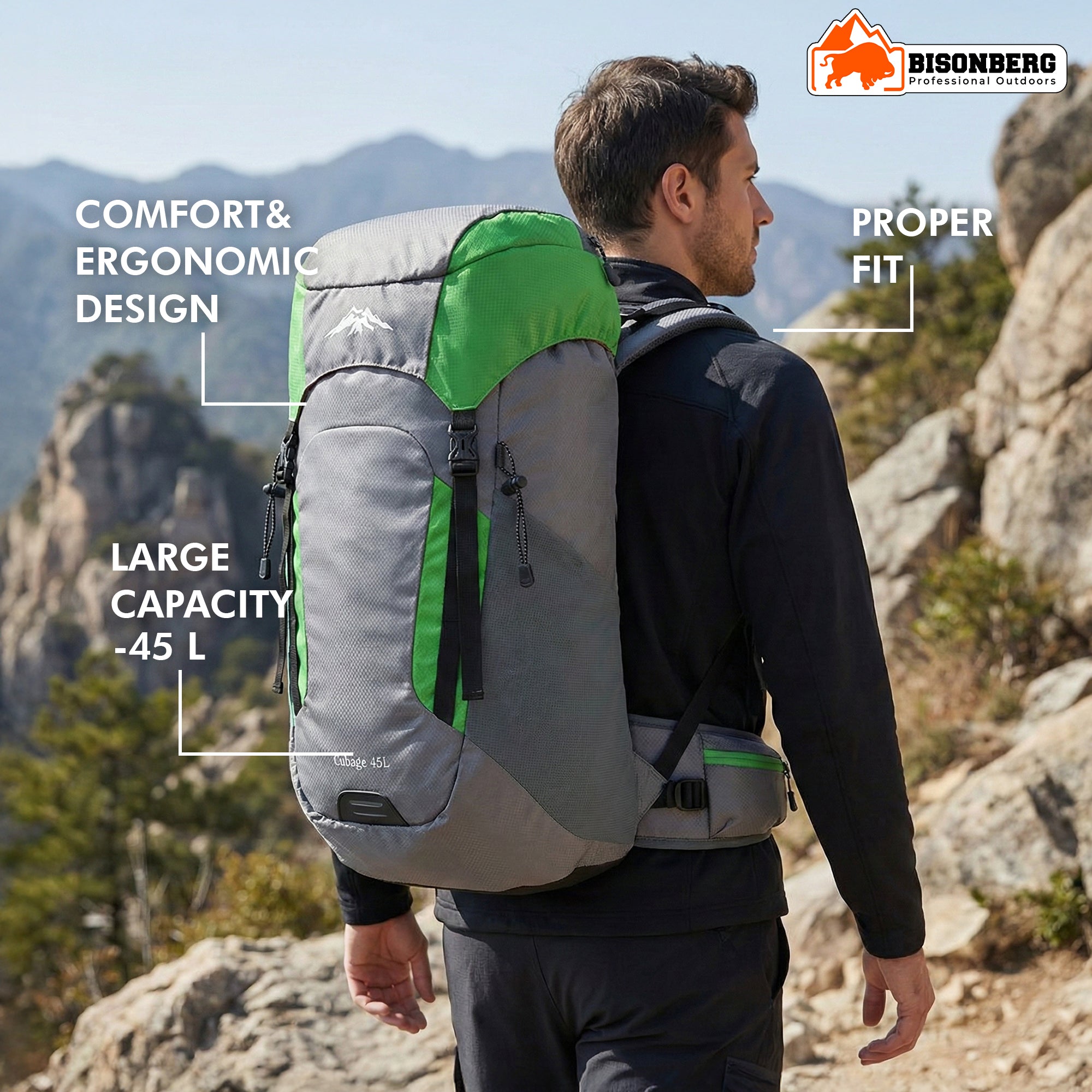 45L Hiking Backpack Waterproof Travel Rucksack – Lightweight Trekking & Camping Bag image 4