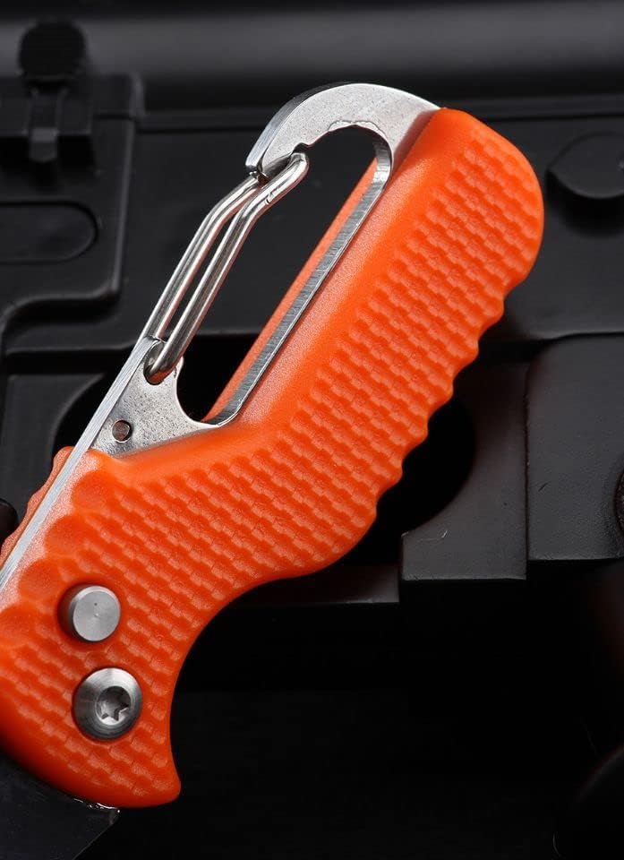 BISONBERG 2 Pack Mini Folding Keychain Knife with Box - Portable Rescue Knife, Orange and Black, 4.3 Inch image 1