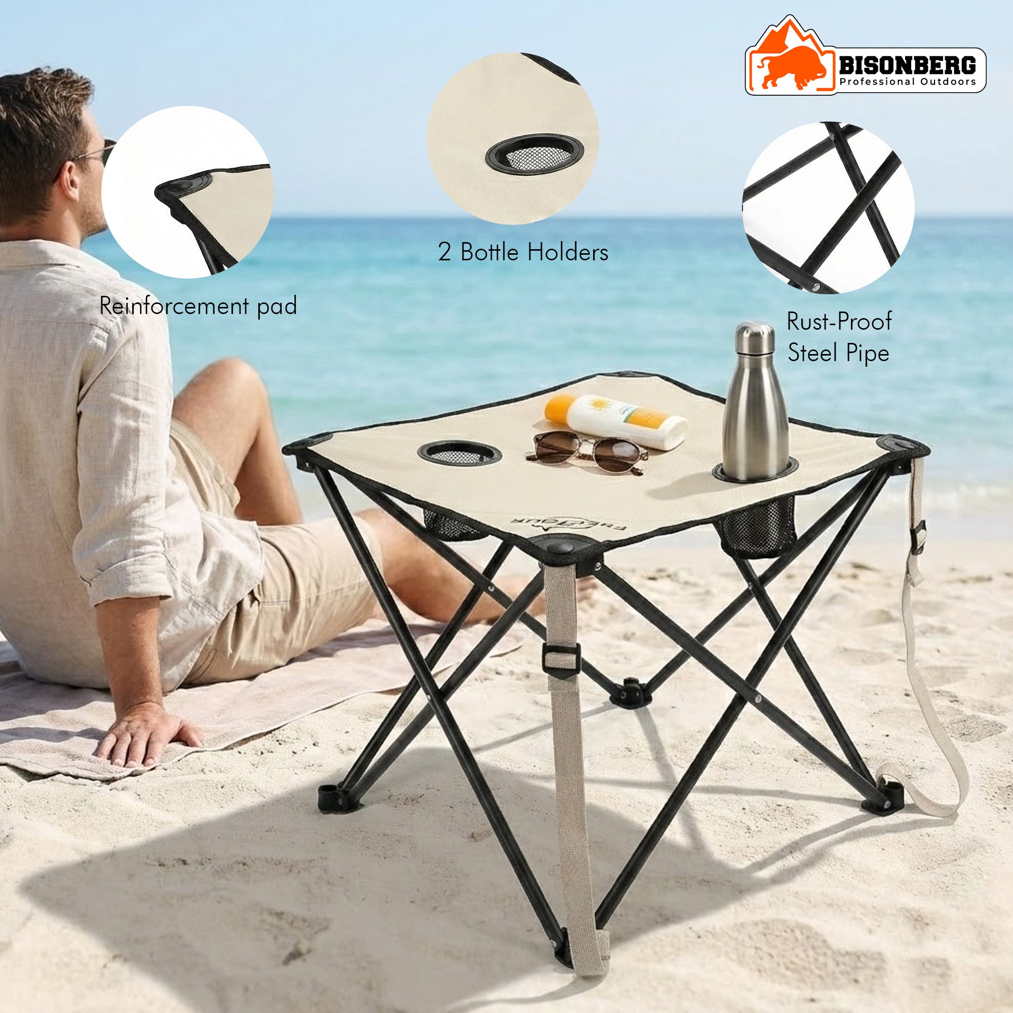 Foldable Camping Stool with Cup Holders – Portable Outdoor Seat image 1