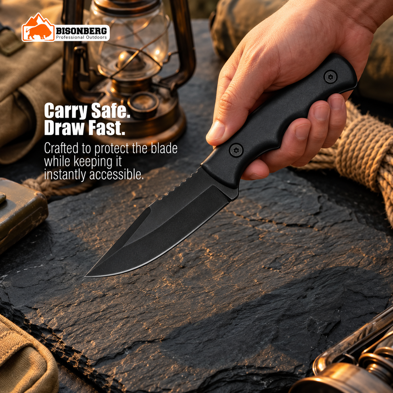 BISONBERG| PROFESSIONALTACTICAL FIXED BLADE, OUTDOOR & CAMPING KNIFE